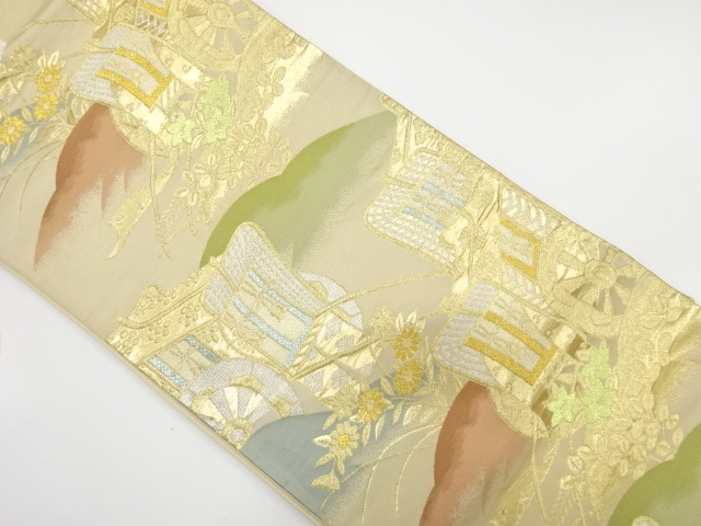 JAPANESE KIMONO / ANTIQUE FUKURO OBI / SILK / WOVEN CARRIAGE